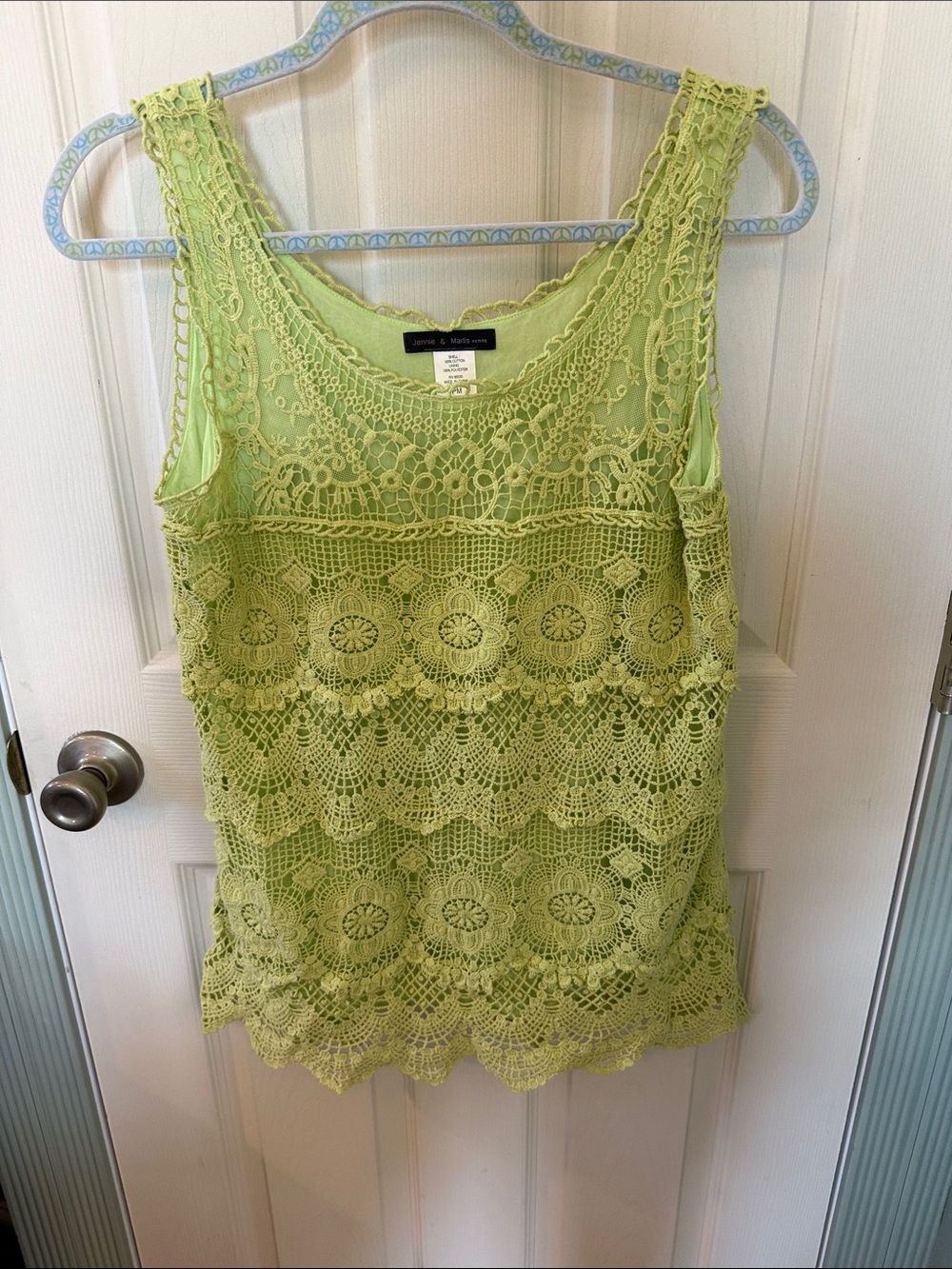 Crochet Lace Camisole Tank Top - Lime Green